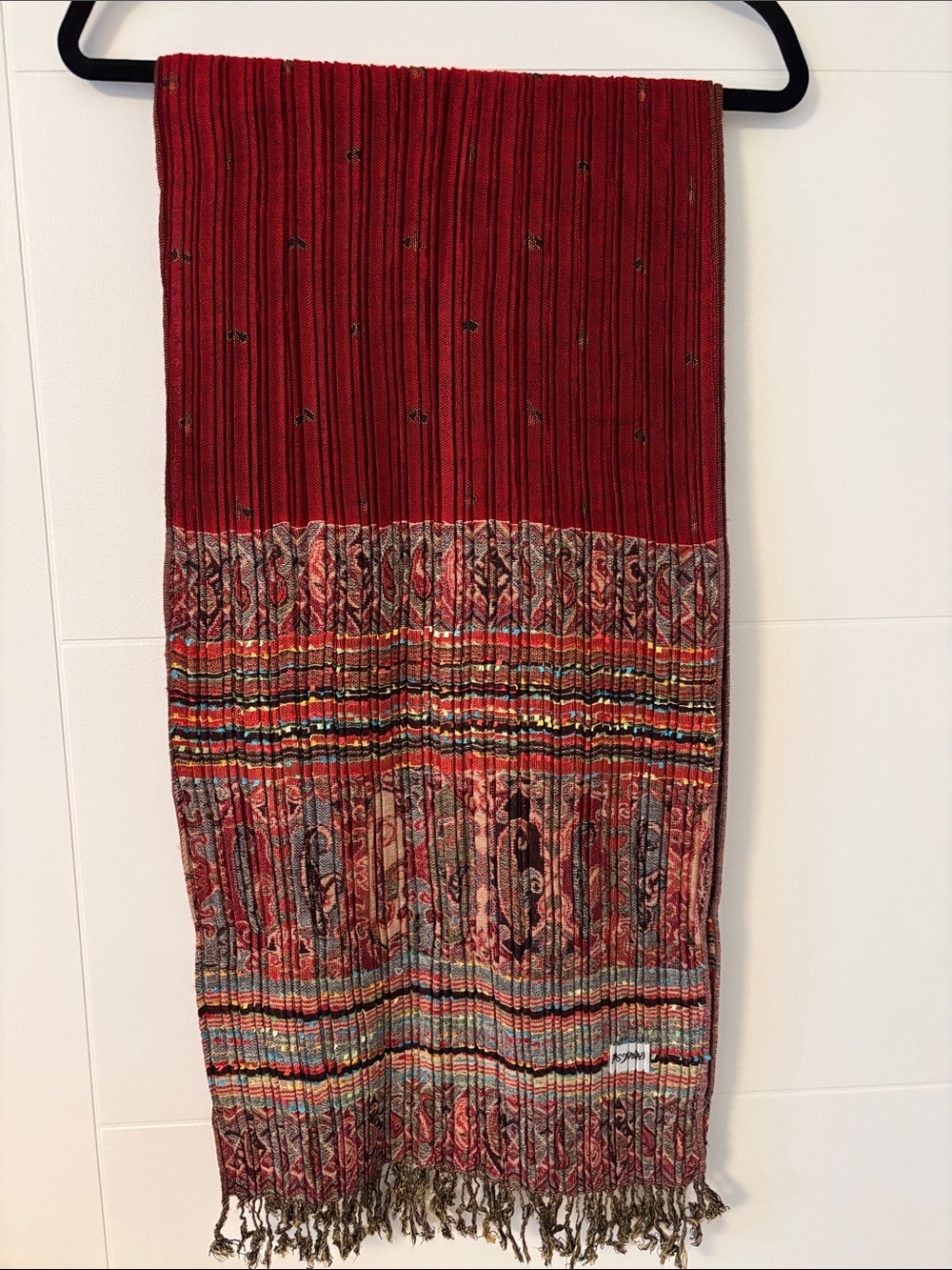 pashmina Red Multicolor Patterned Wrap Scarf